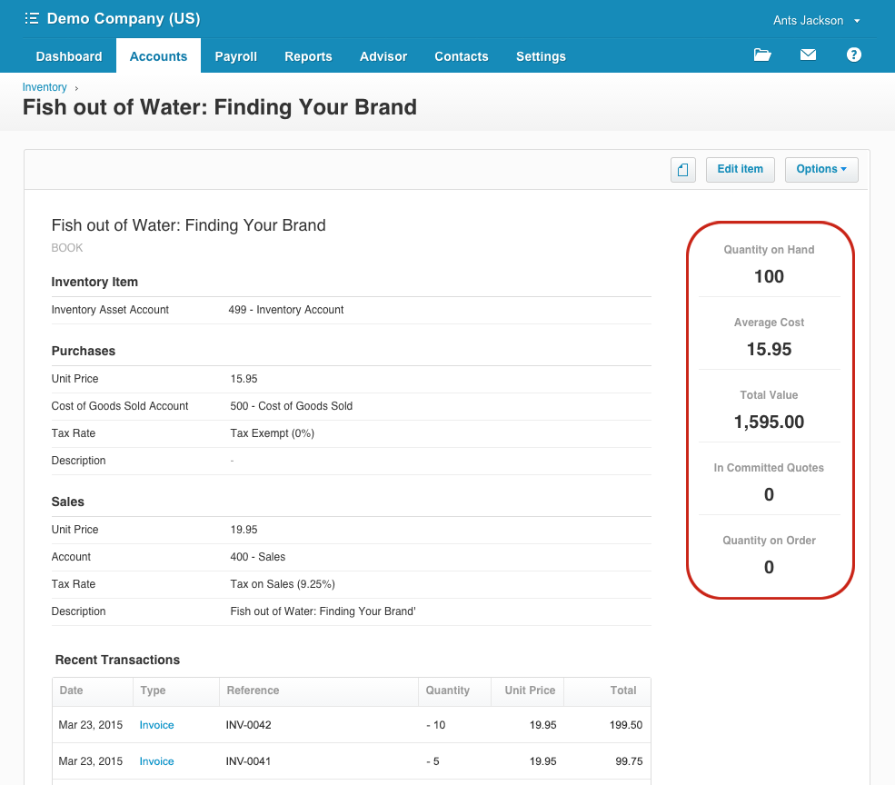 xero inventory management for restaurant bookkeeping