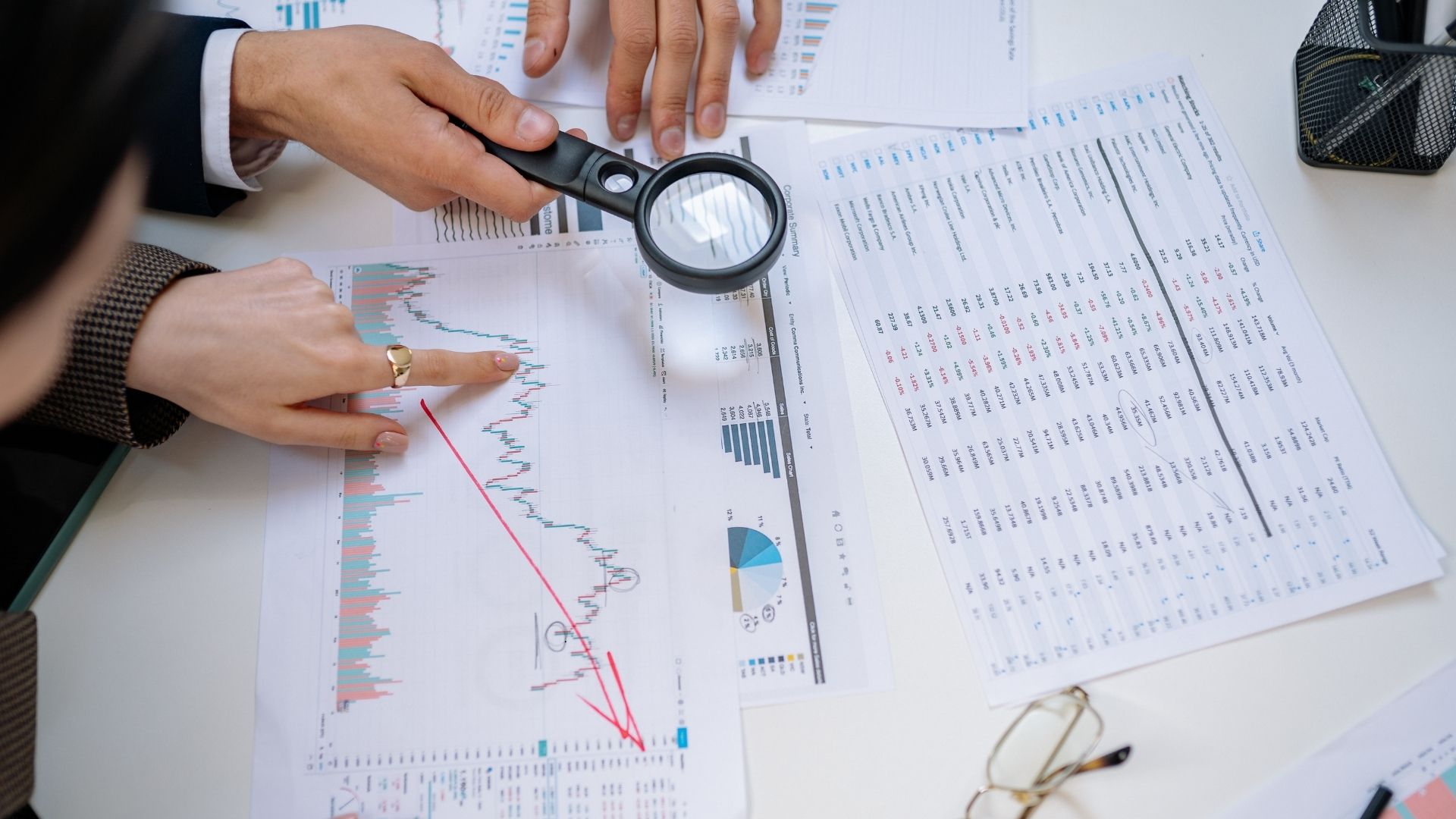 accountant analysing financial data