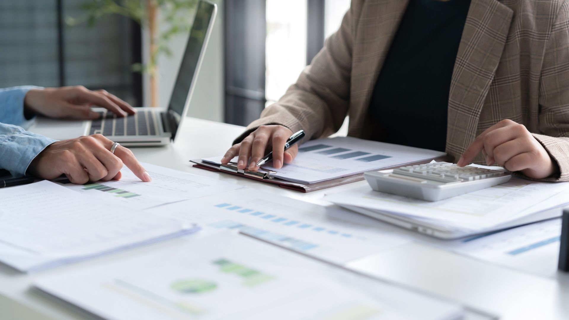 bookkeepers working together on a client's financial statement