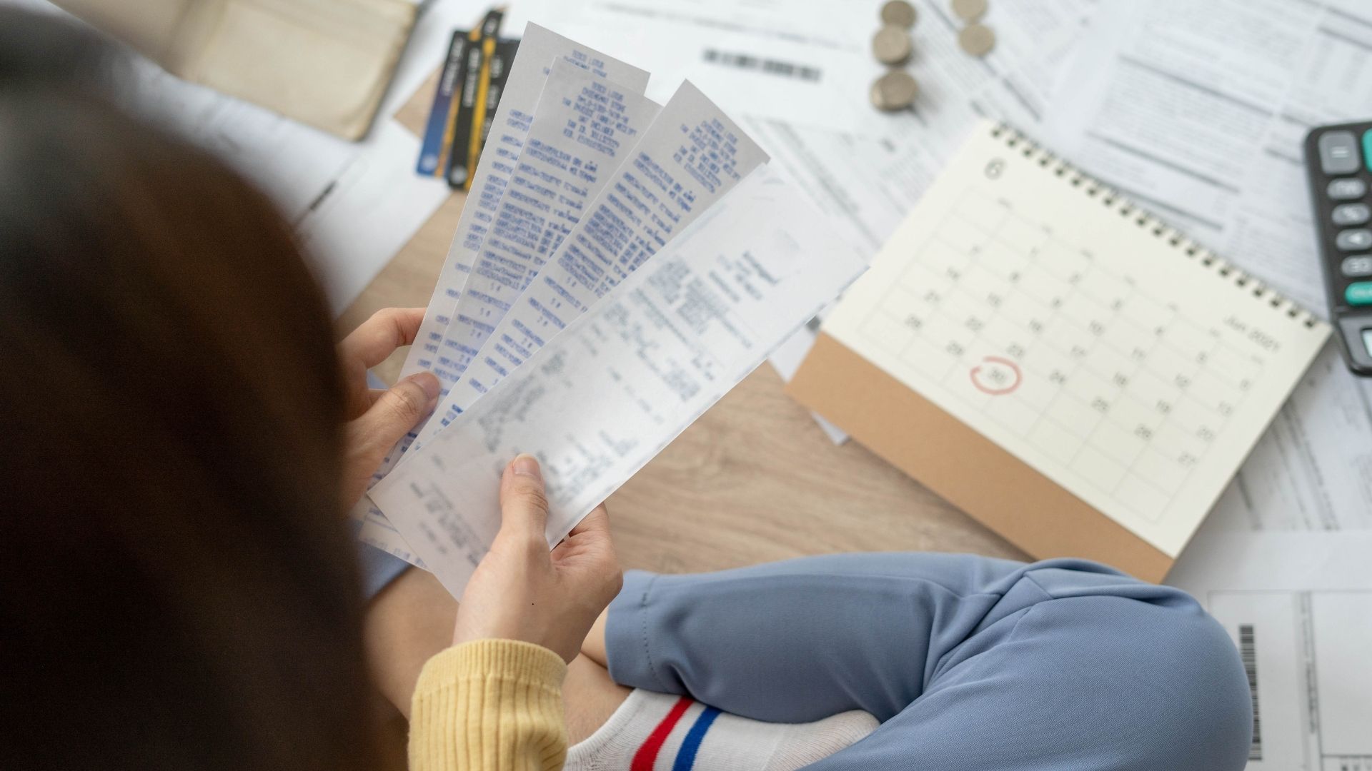 business owner reviewing annual receipts