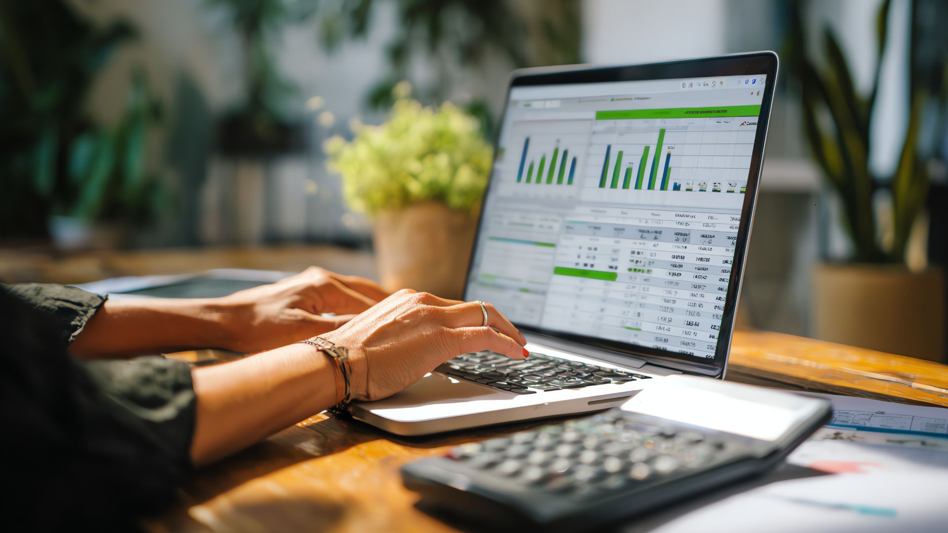bookkeeper inputting data into a spreadsheet for accounting software