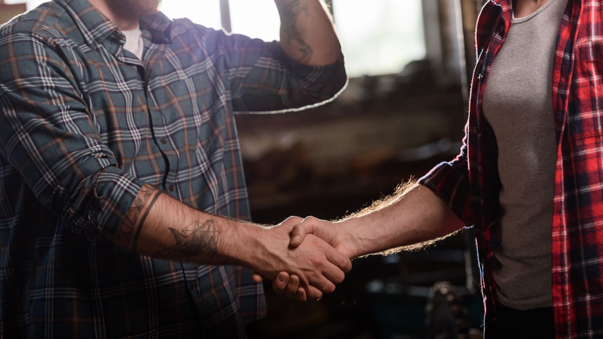 shaking hands with mechanic 