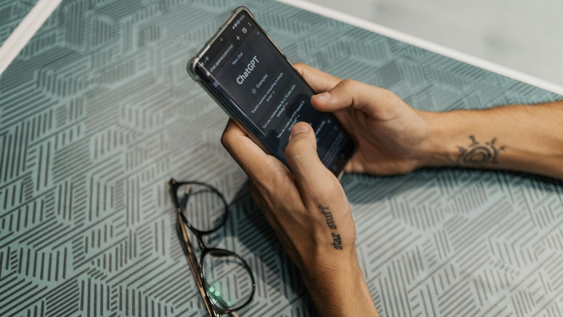 man using AI on his phone